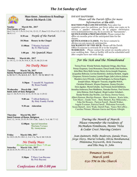 Bulletin March 5th, 2017