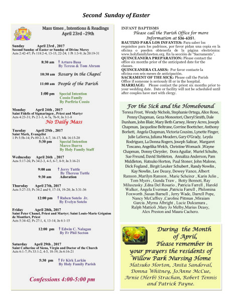 Bulletin April 23rd, 2017