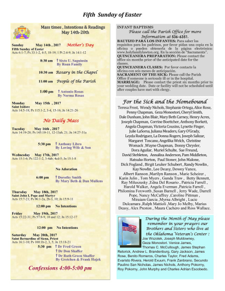 Bulletin May 14th, 2017
