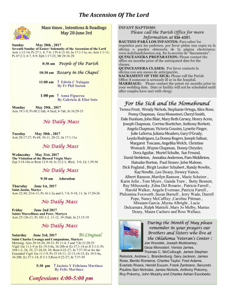 Bulletin May 28th ,2017