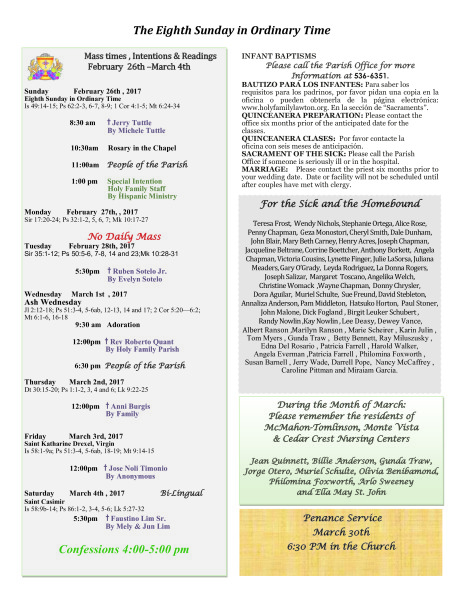 Bulletin February 26th, 2017