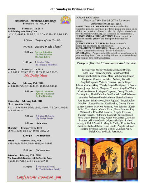 Bulletin February 11th, 2018