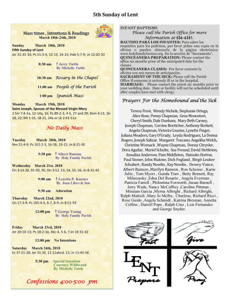 Bulletin March 18th, 2018