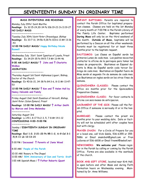 bulletin July 28, 2013