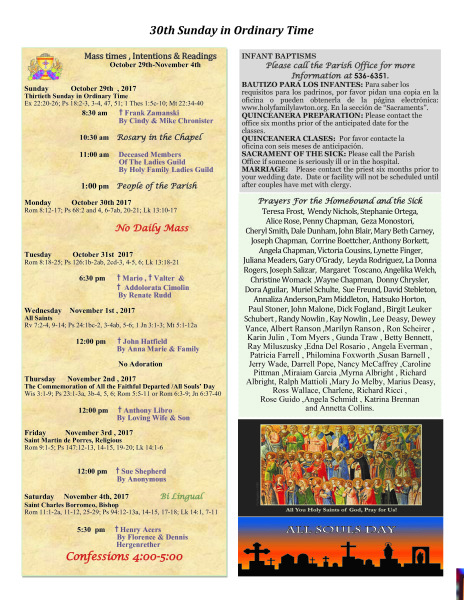 Bulletin October 29th, 2017