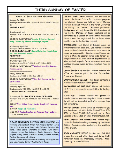 Bulletin April 14, 2013