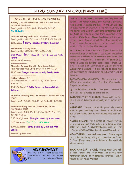 Bulletin January 27, 2013