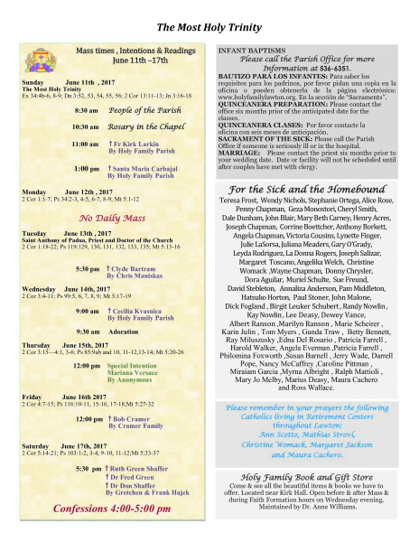 Bulletin June 11th, 2017