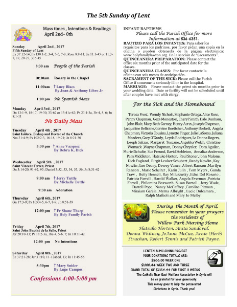 Bulletin April 2nd, 2017
