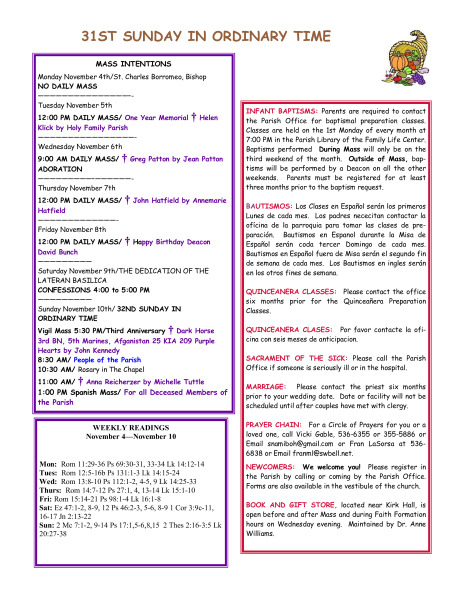 Bulletin November 3, 2013
