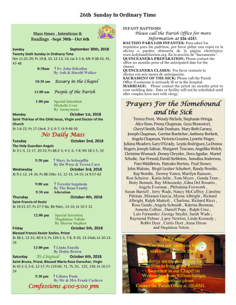 BUlletin September 30th, 2018