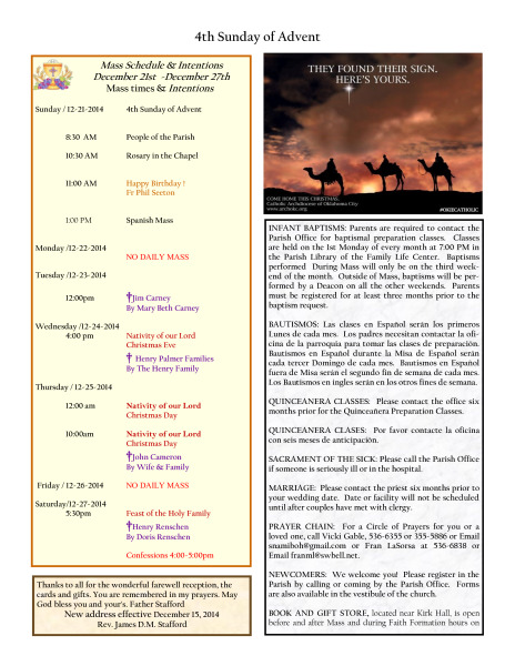 Bulletin December 21st, 2014