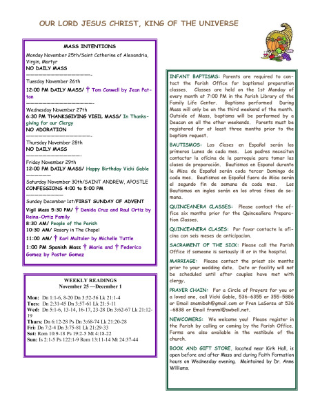 Bulletin November 24, 2013