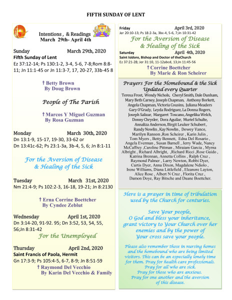 Bulletin March 29th, 2020