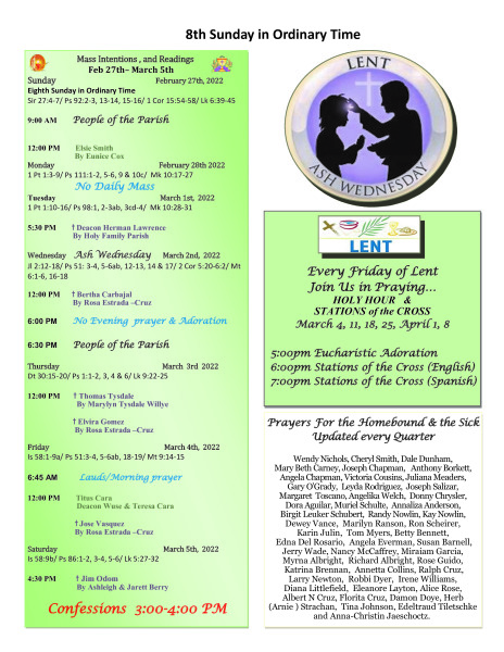 Bulletin February 27th, 2022