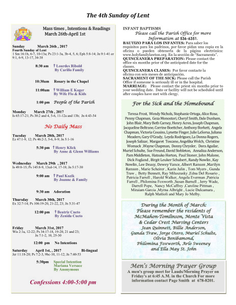 Bulletin March 26th, 2017