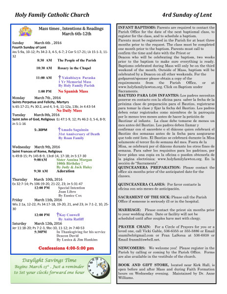 Bulletin March 6th, 2016