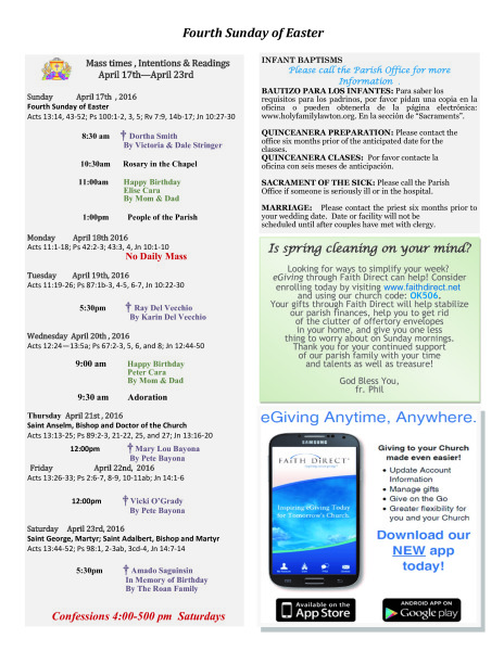 Bulletin April 17th, 2016