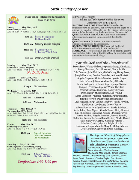 Bulletin May 21st ,2017