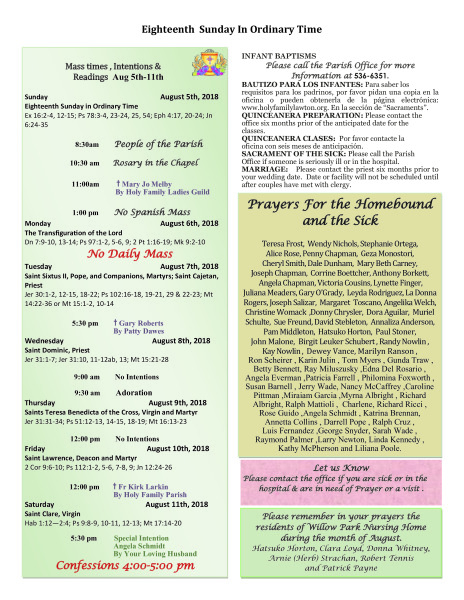Bulletin August 5th, 2018