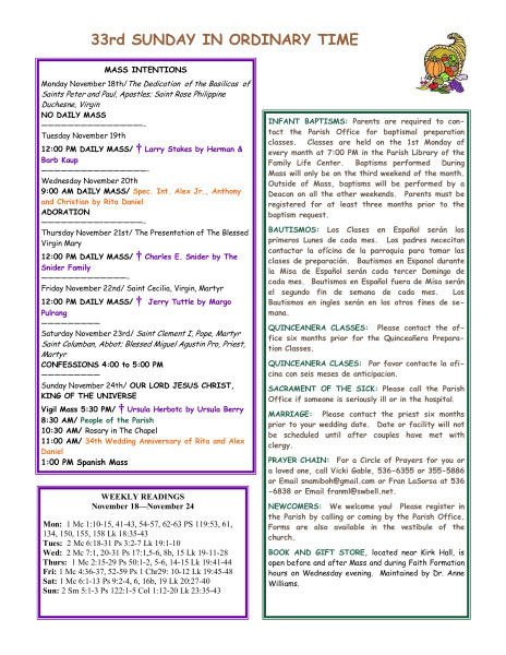 Bulletin November 17, 2013