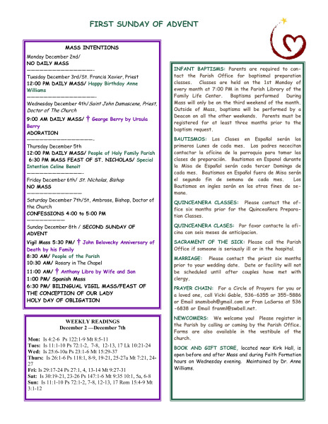 Bulletin December 1, 2013