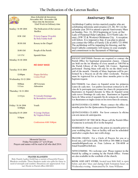 Bulletin November 9th ,2014
