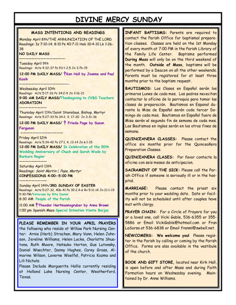 Bulletin April 7, 2013