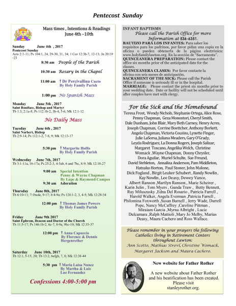 Bulletin June 4th, 2017