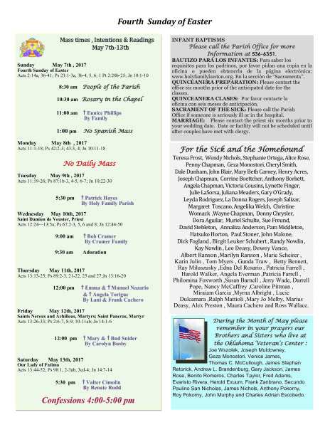 Bulletin May 7th, 2017
