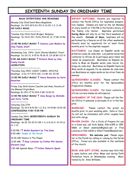 Bulletin July 21, 2013