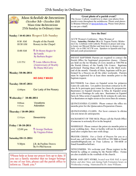 Bulletin October 5th,2014