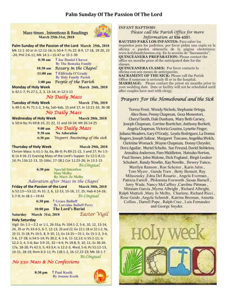 Bulletin March 25th, 2018
