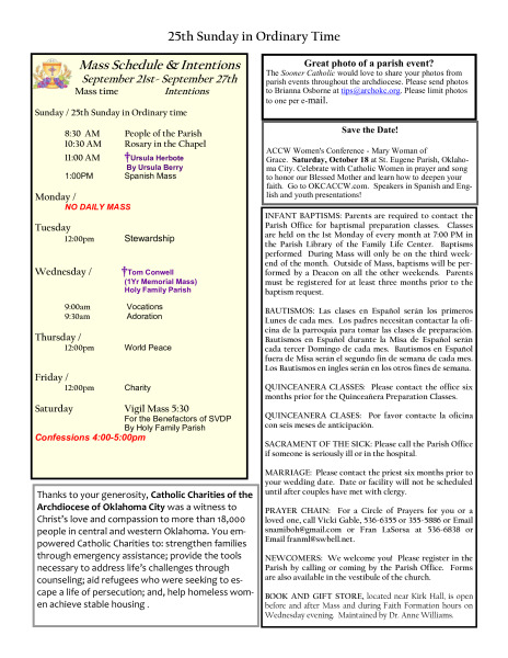 Bulletin September 21st,2014