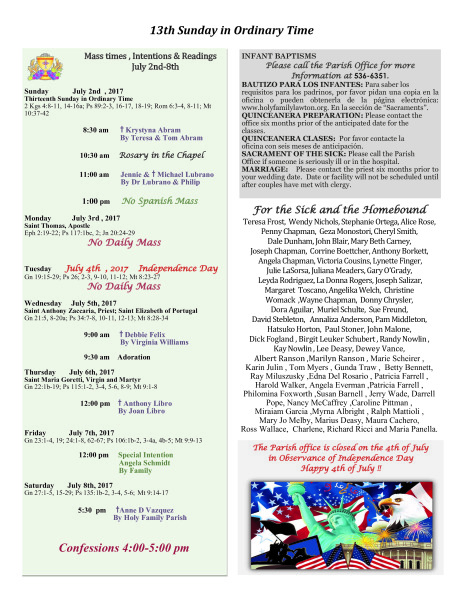 Bulletin July 2nd,2017