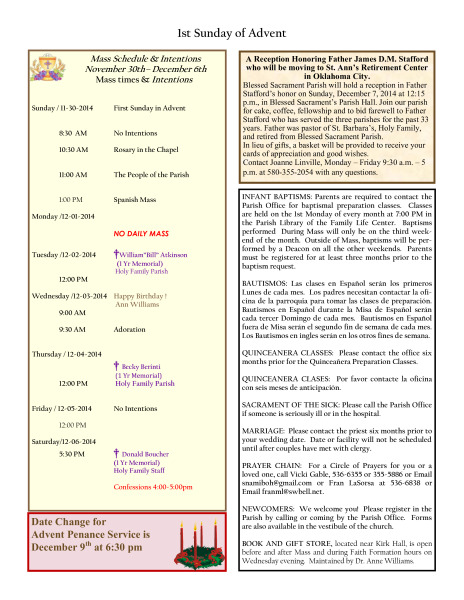Bulletin November 30th, 2014
