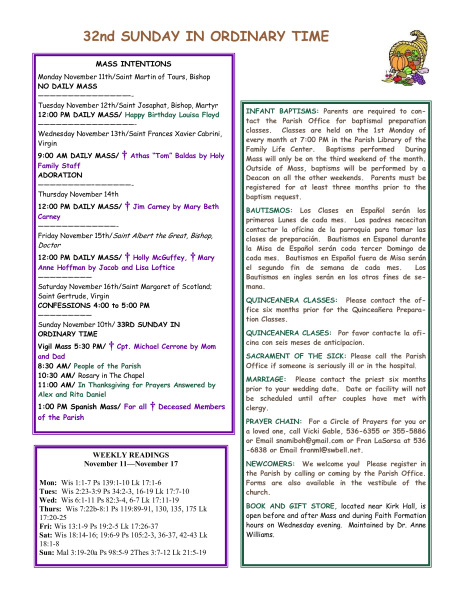 Bulletin November 10, 2013