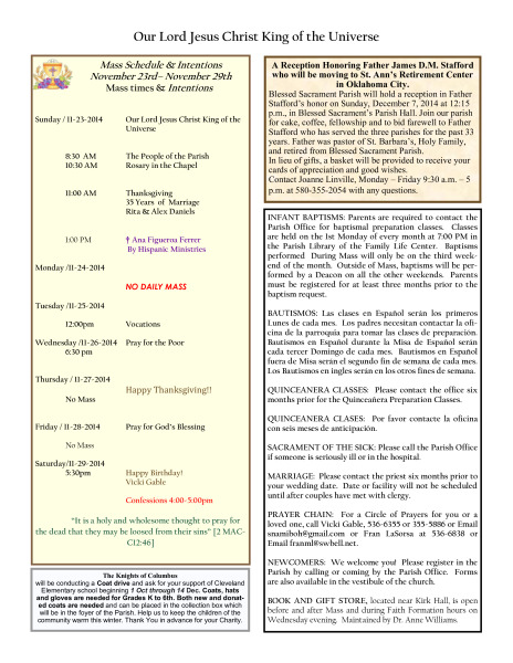 Bulletin November 23, 2014