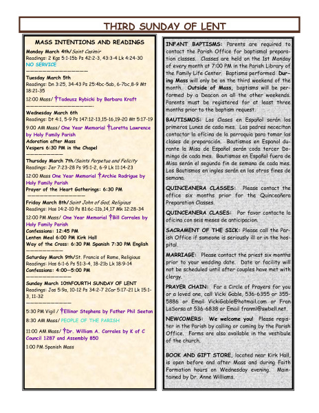 Bulletin March 3, 2013