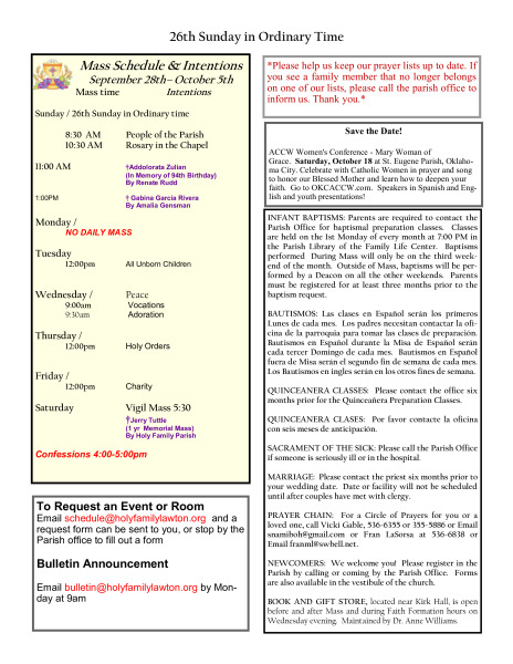 Bulletin September 28th,2014