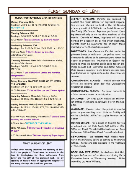Bulletin February 17, 2013