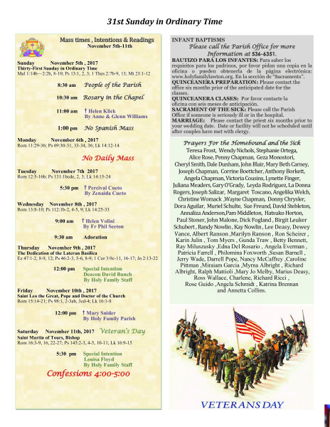 Bulletin November 5th, 2017