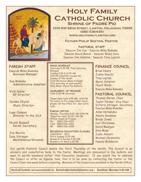 Bulletin July 28th, 2019