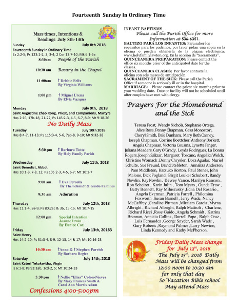 Bulletin July 8th, 2018