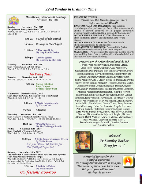 Bulletin November 12th, 2017