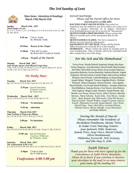 Bulletin March 19th, 2017