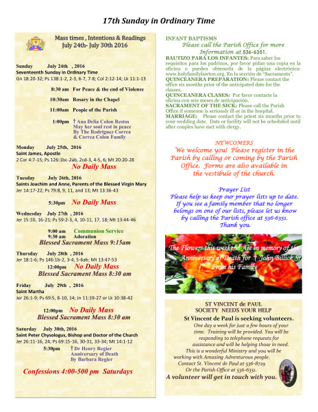 Bulletin July 24th, 2016