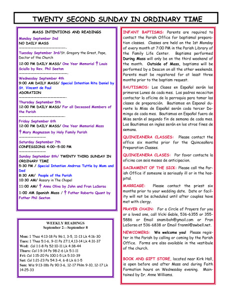 Bulletin September 1, 2013