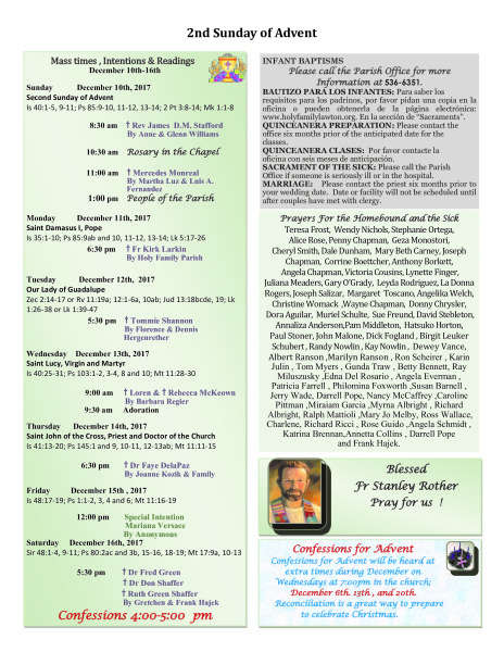 Bulletin December 10th, 2017