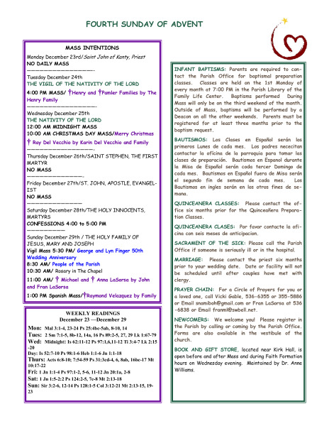 Bulletin December 22, 2013